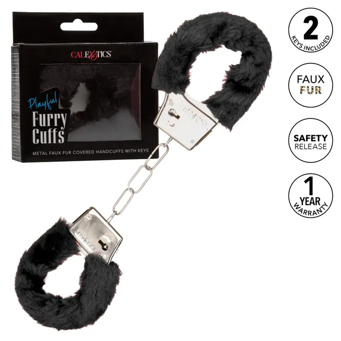 Anal | Calexotics Playful Furry Cuffs - Black