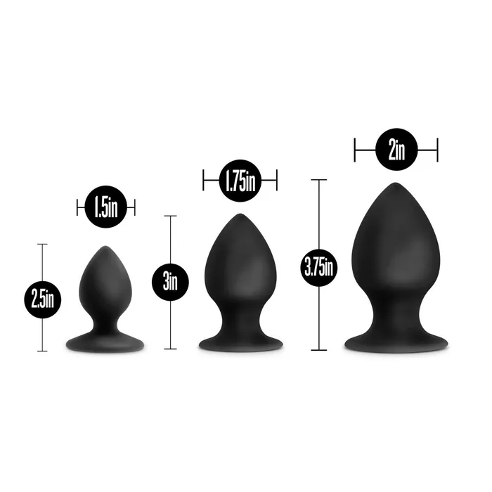 Anal | Eden Eden Black Silicone Beginner's Anal Butt Plug (3 Pack)
