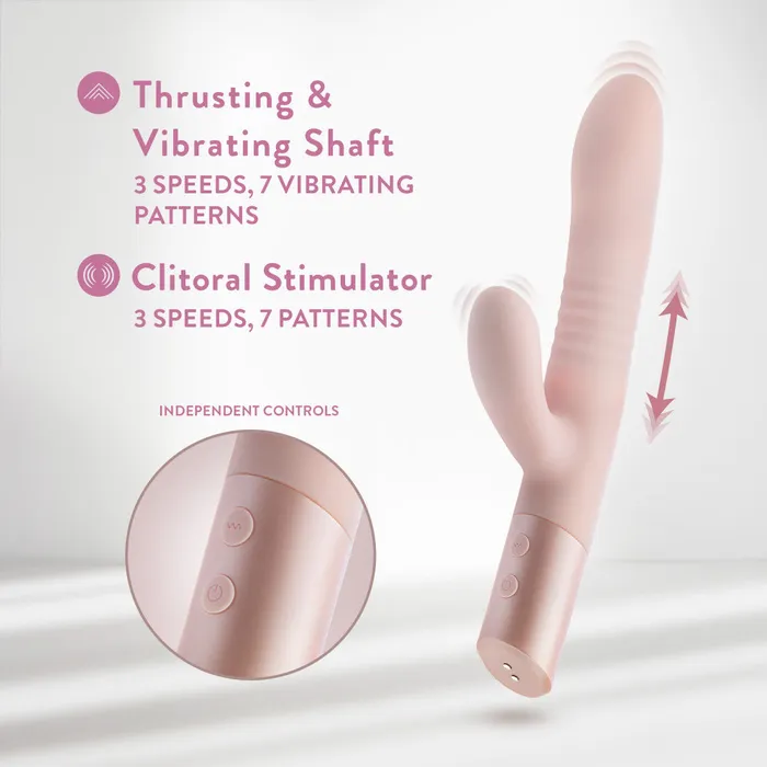 Blush - Fraya - Pink - Pink 24.1 cm USB Rechargeable Thrusting Rabbit Vibrator | Blush Novelties Vibrators Blush - Fraya - Pink - Pink 24.1 cm USB Rechargeable Thrusting Rabbit Vibrator | Blush Novelties Vibrators