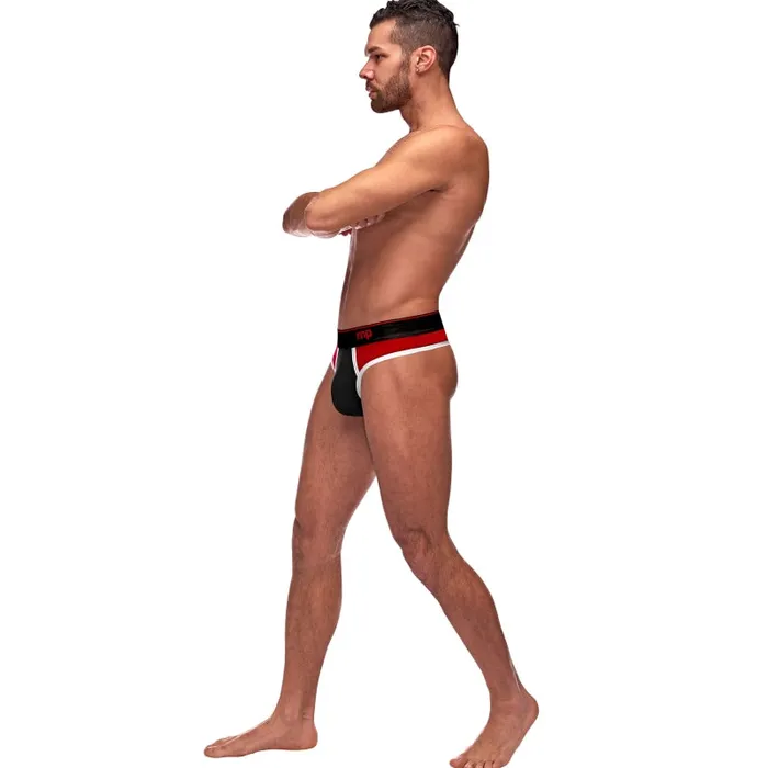 Male Power Anal | Retro Sport Panel Thong - S/ M - Red/ Black