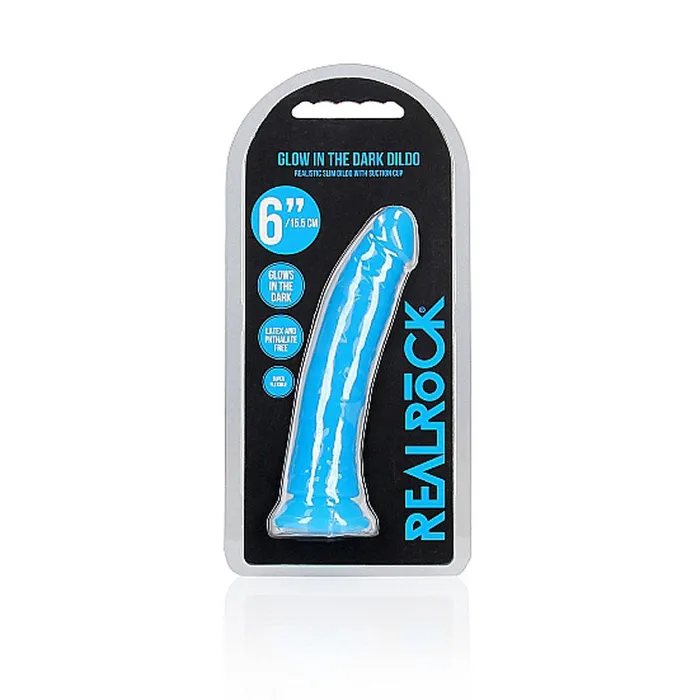 Shots Toys Dildos | REALROCK 15.5 cm Slim Glow in the Dark Neon - Blue-(rea141globlu) Shots Toys Dildos | REALROCK 15.5 cm Slim Glow in the Dark Neon - Blue-(rea141globlu)