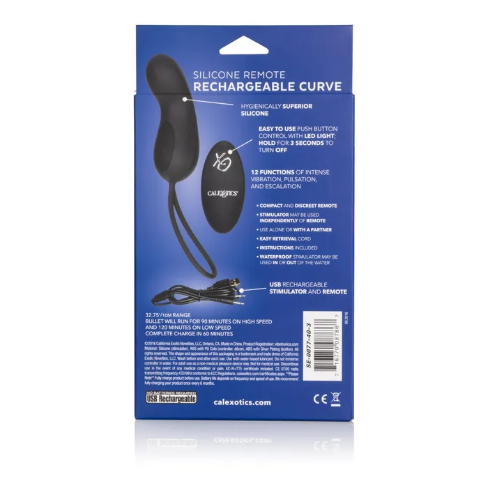 Silicone Remote Rechargeable Curve - Black | CalExotics Anal Silicone Remote Rechargeable Curve - Black | CalExotics Anal