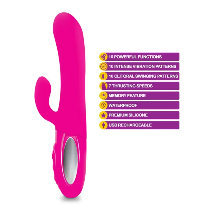 Vibrators | Viben Hypnotic - Hot Pink - Thrusting Rabbit With Swinging Clitoral Stimulator