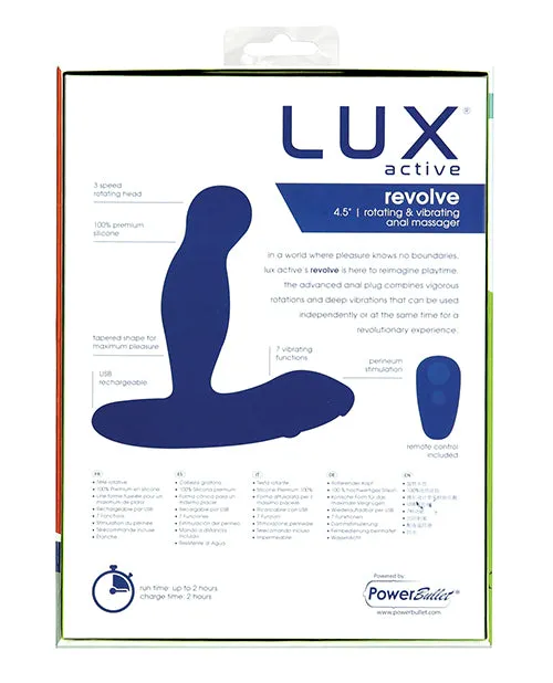 Anal BMS Enterprises Lux Active Revolve 45 Rotating Vibrating Anal Massager Dark Blue