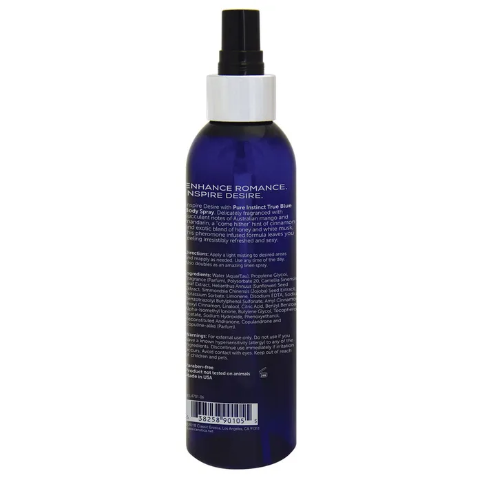 Classic Brands Vibrators Pure Instinct Pheromone Body Spray True Blue 177 ml 6 Fl Oz