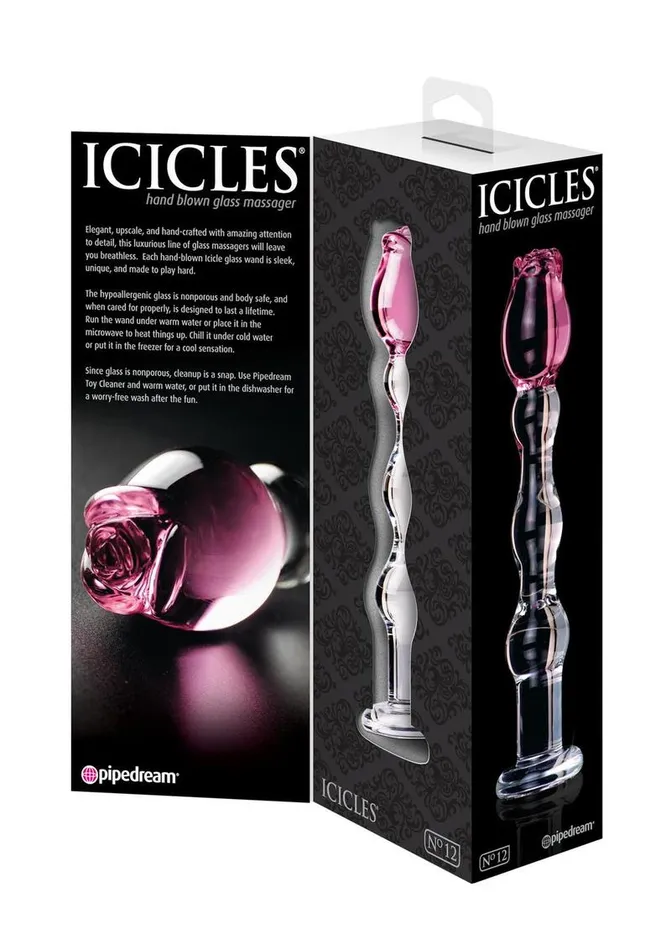 Dildos Icicles Icicles No 12 Beaded Flower Glass Dildo