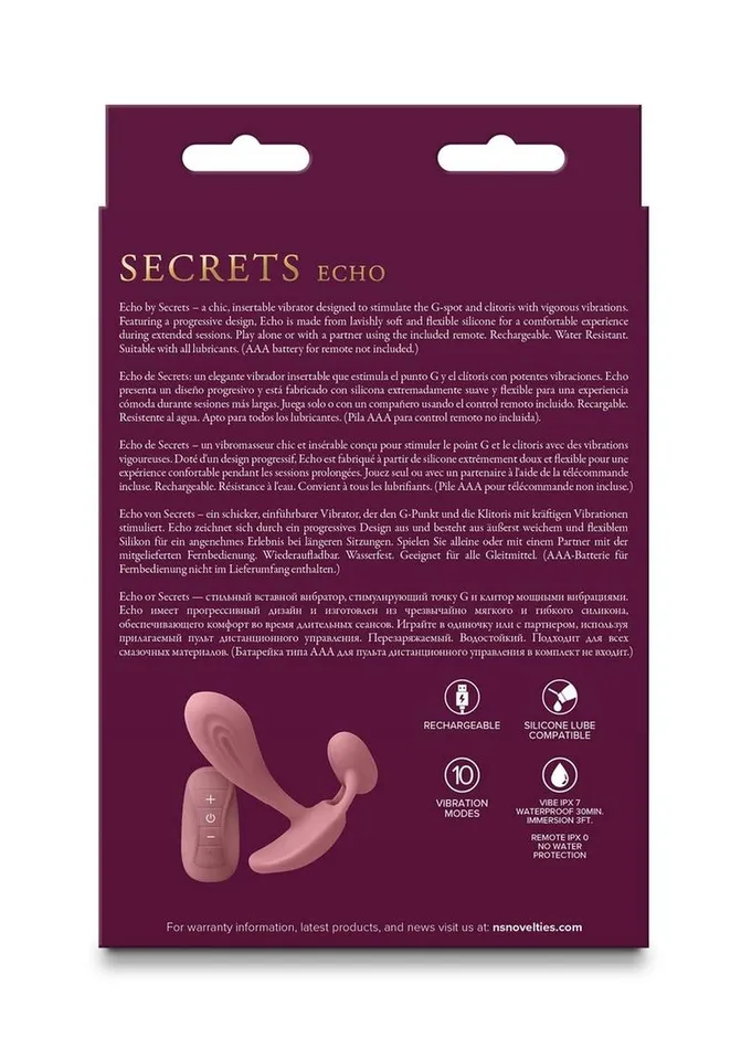 Female Sex Toys Secrets Secrets Echo Rechargeable Silicone GSpot Vibrator with Clitoral Stimulation
