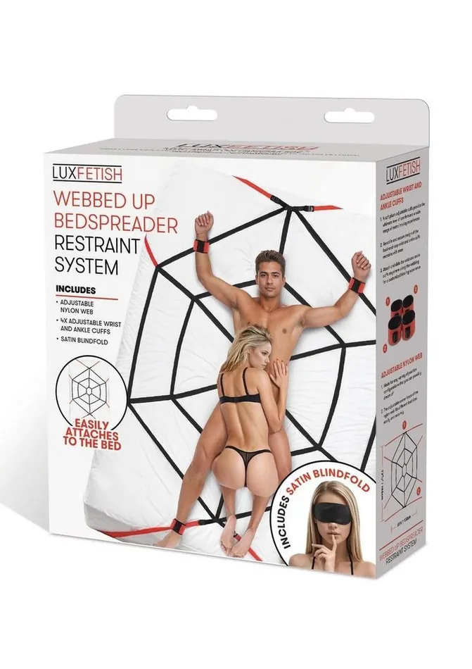 Lux Fetish Webbed Up Bedspreader Restriant System Lux Fetish Couples