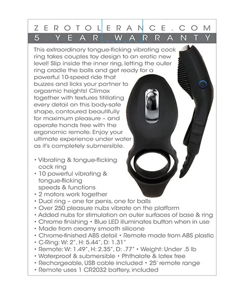 Male Sex Toys Evolved Novelties INC Zero Tolerance Mr Flicker Vibrating Cock Ring Black