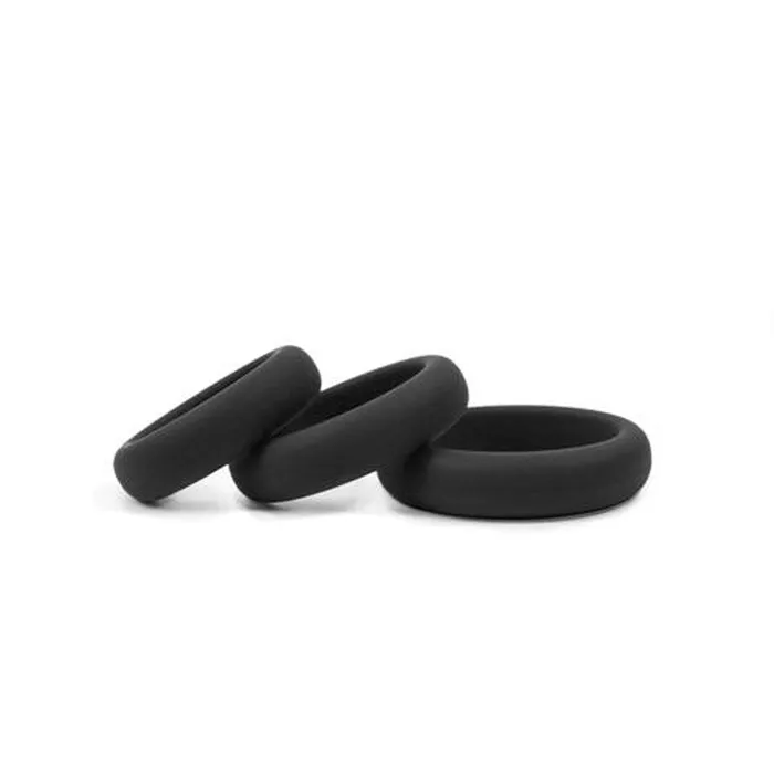Male Sex Toys Topco Hombre Xtra Stretch Silicone CBands 3 Pack Charcoal