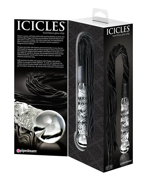 Pipedream Products Dildos Icicles No 38 Hand Blown Glass Handled Whip Clear