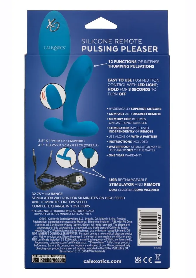 Remote Controlled Vibes Female Sex Toys Silicone Remote Pulsing Pleaser Rechargeable Vibrator with Remote Control