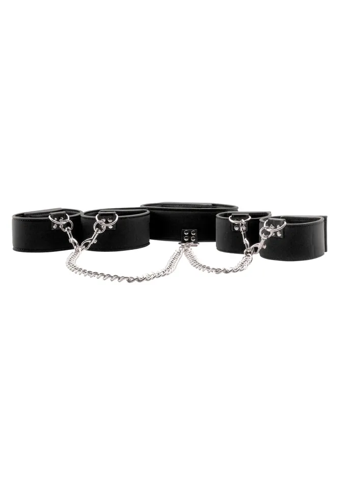 Restraints Shots Ouch Reversible Collar Wrist Ankle Cuffs Black